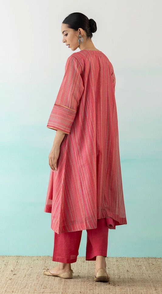 PINK YOKE DETAILED KURTA SET