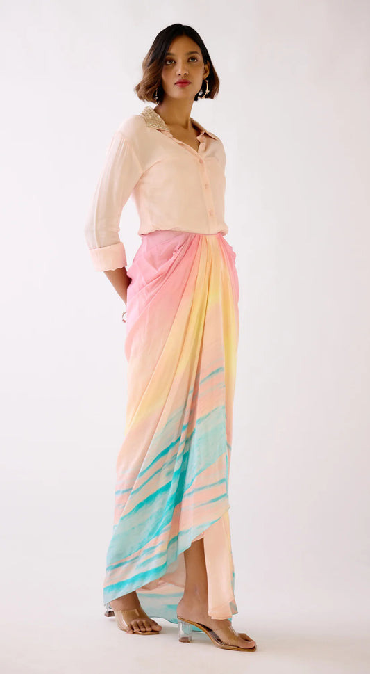 PRINTED SKIRT WITH SHIRT SET