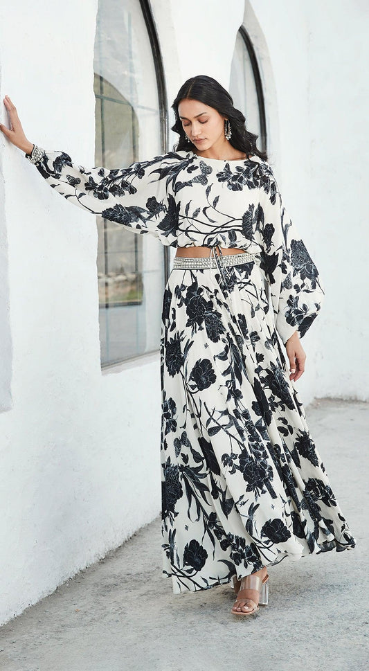 IVORY & BLACK SKIRT SET
