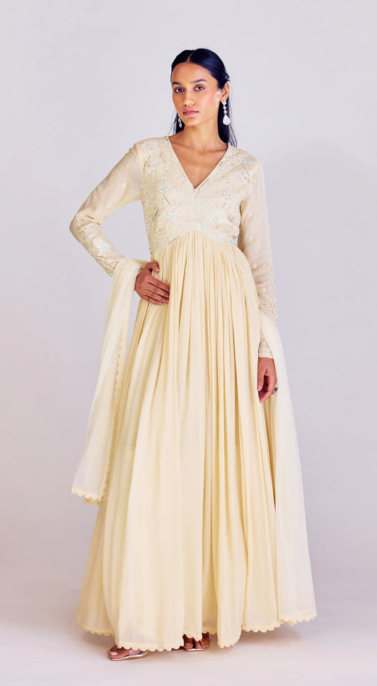 OFF WHITE EMBROIDERED ANARKALI